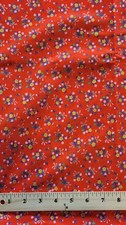 Red 100 cotton floral print vintage inspired 45" w x 3 yards