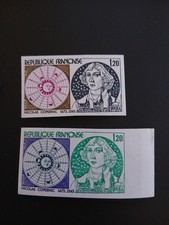 France Yt 1818 Copernic variété non dentelé et essai de couleur neufs XX 