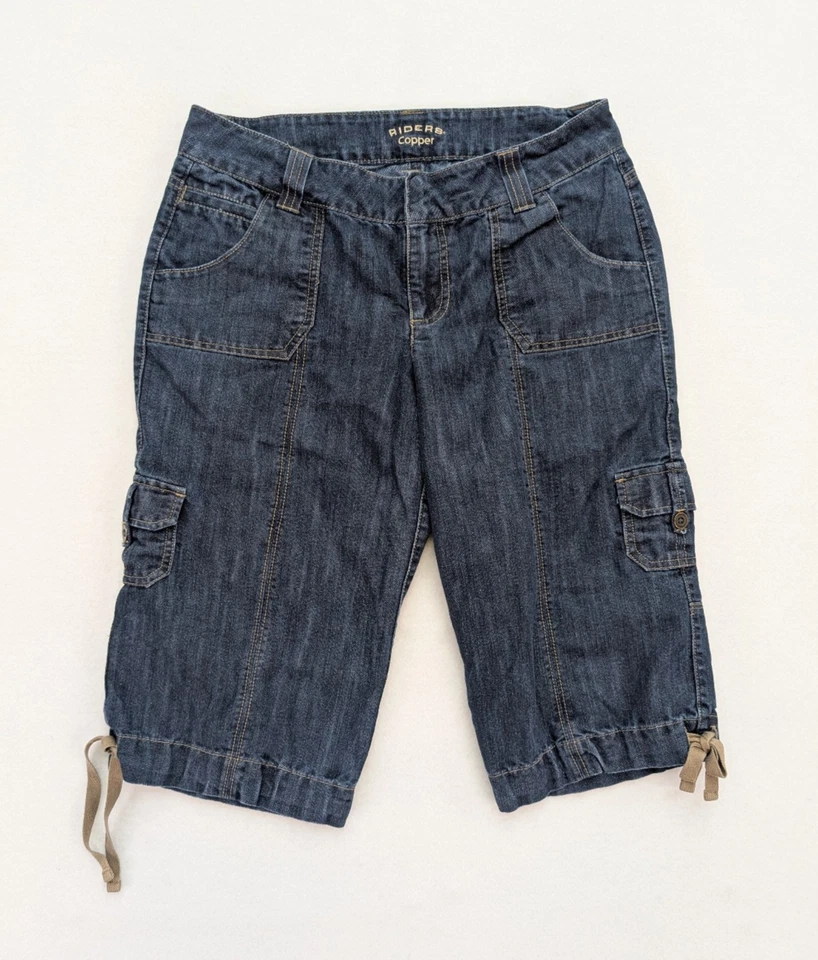 Pantalones cortos de mezclilla cargo Riders Copper para mujer bermudas skimmer talla 7/8M Foto 2 de 4