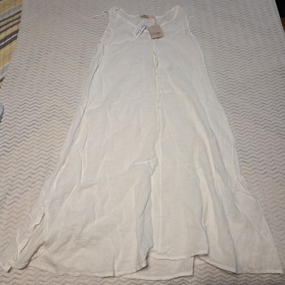 Francesca Bettini Italy Linen Dress Size Large White Euro Luxe Cottage Coastal