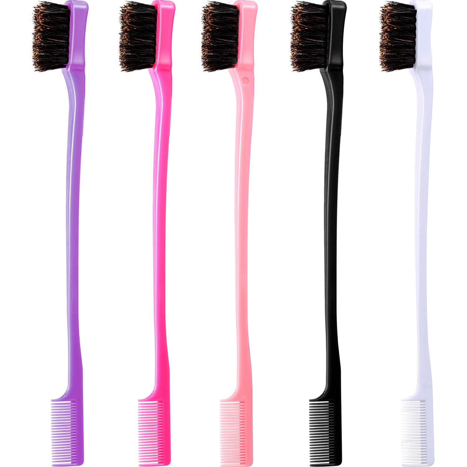 5 Pieces Hair Edge Brush Double Sided Control Hair Brush Comb Combo Pack Smooth 