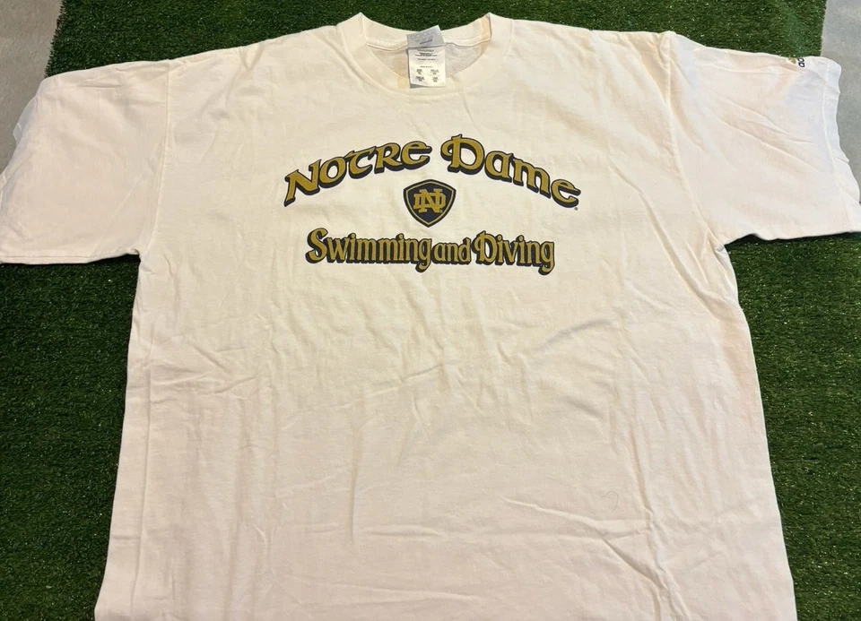 Camisa irlandesa de lucha vintage Notre Dame para hombre XL blanca Adidas natación buceo S Foto 4 de 4