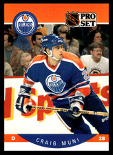 1990 Pro Set Craig Muni #92 Edmonton Oilers NHL Hockey Base Set