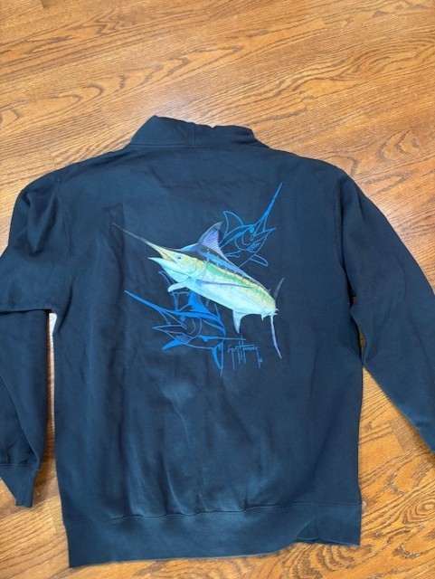 Aftco Guy Harvey Marlin Slam billfish hoodie Navy mens large zippered New Rare image 2