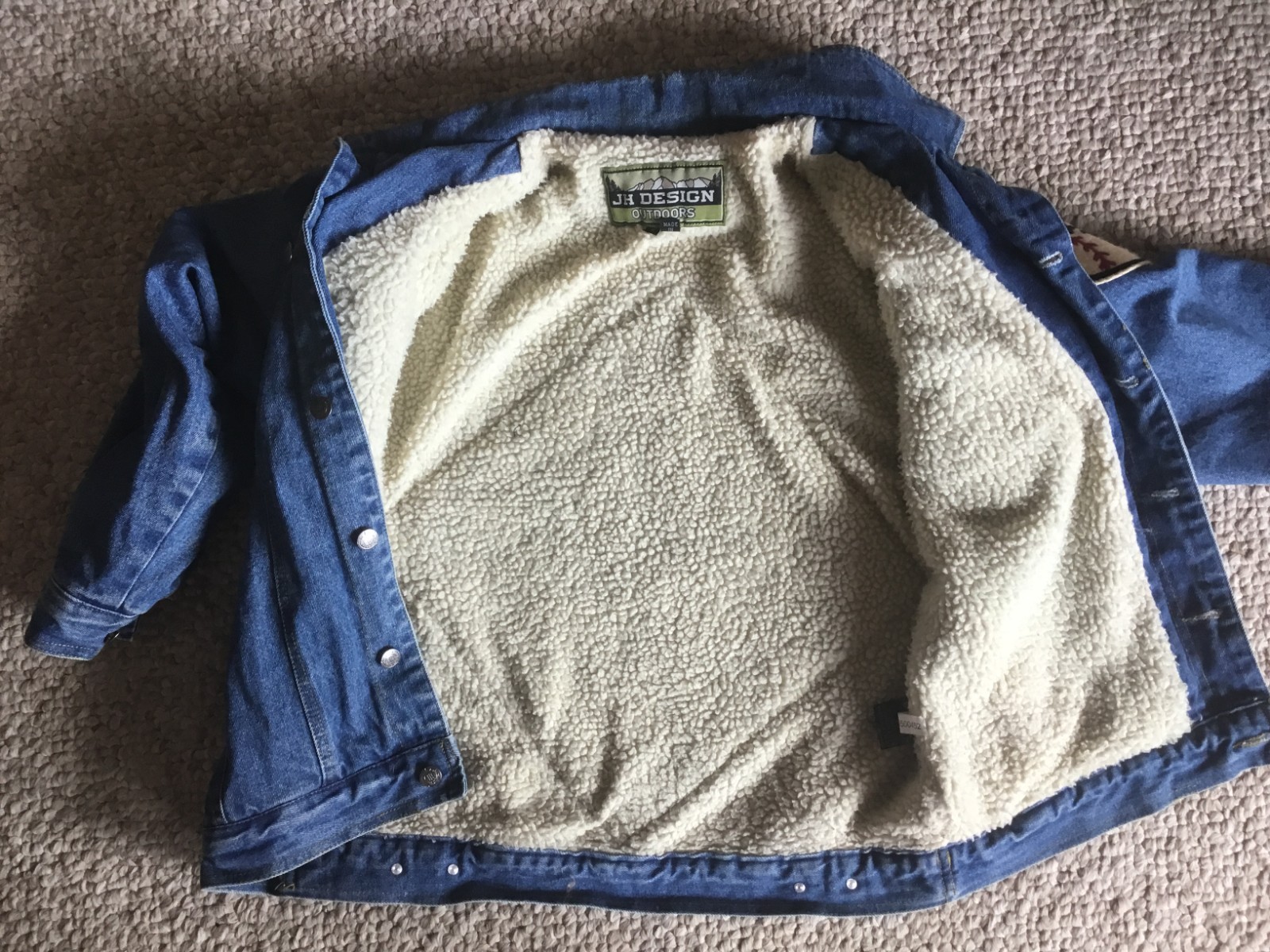 Jeff Hamilton /J H Design Outdoors Sherpa Lined Denim Jacket Mickey Mouse Disney