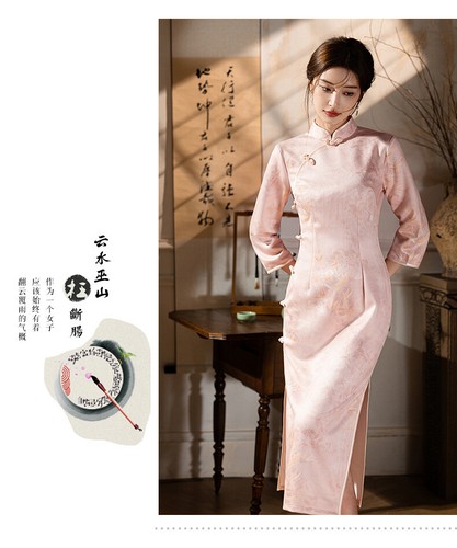 Cheongsam New 2025 Spring Women's Retro Slim Fit Chinese Style Qipao Dress - Picture 7 of 24