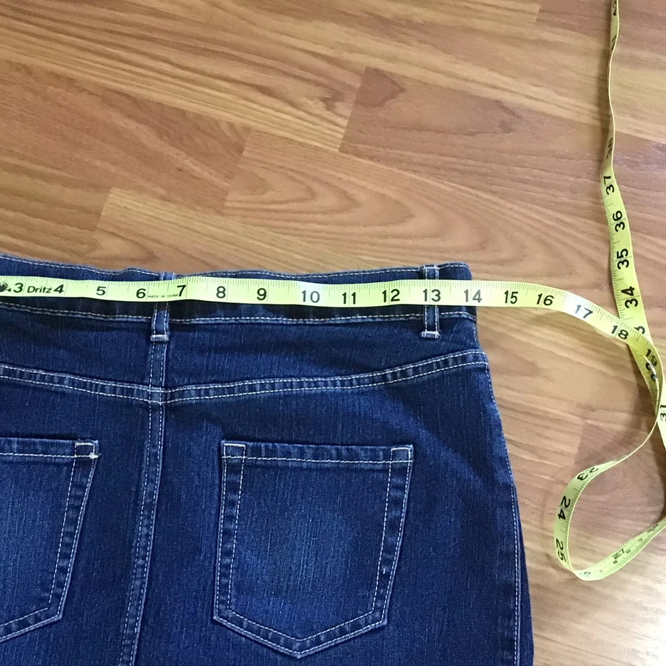 Est. 1989 Childrens Place Denim Jean Skirt Size 14 Blue Dark Wash Stretch 28” W - Image 3 of 4