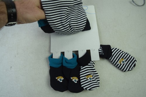 0-9 mo JACKSONVILLE JAGUARS NFL Baby 4 Piece Set Hat & Booties NWT black striped - 第 2/2 張圖片