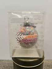 NIB Dunkin Donuts 2015 2"1/4 Colorful Sprinkle Filled Christmas Bulb Ornament