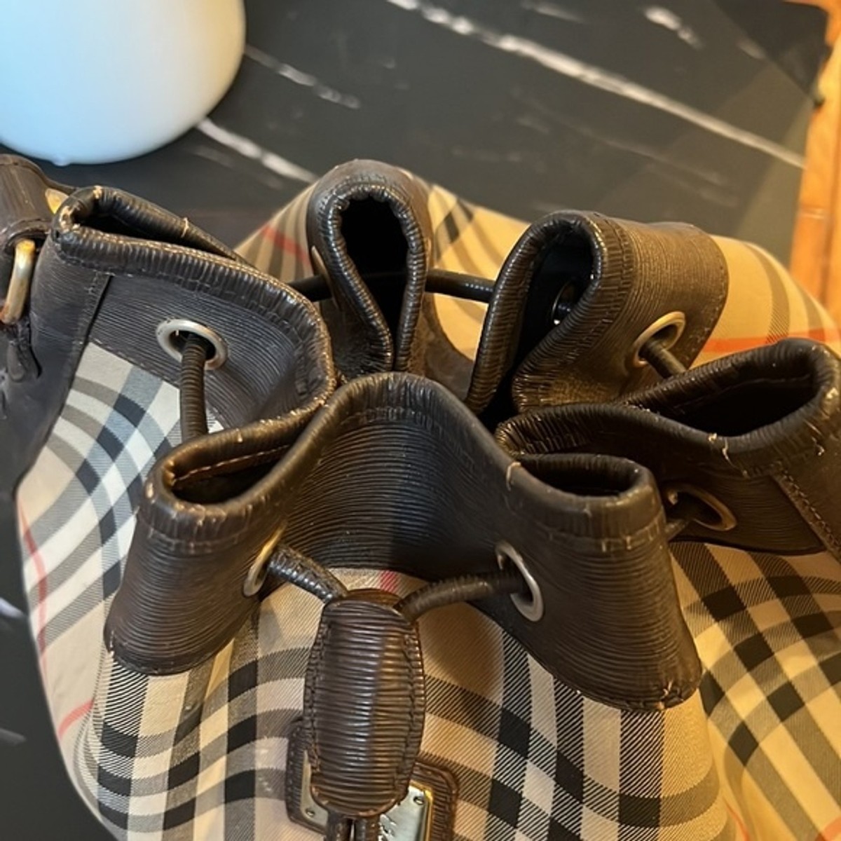 Burberry Vintage Haymarket Bucket Bag