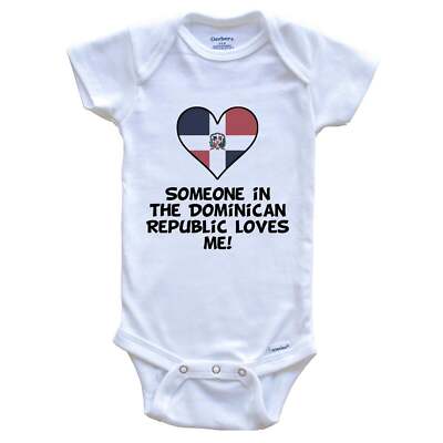 Someone In the Dominican Republic Loves Me Dominican Flag Heart Baby Bodysuit