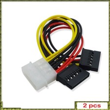 2pcs IDE 4 Pin Male To 2 SATA Female 15 Pin Power Cable Hard Driver Y Type Dual