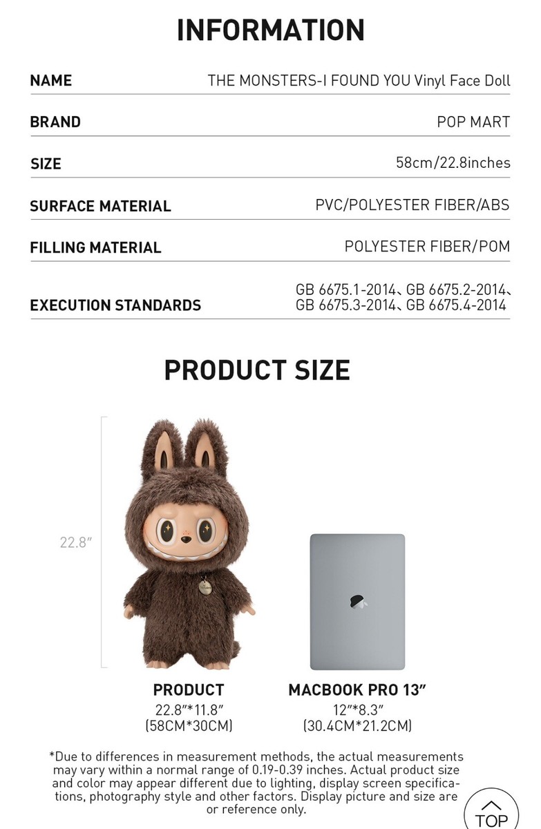 SEAL*POP MART ZIMOMO THE MONSTER I FOUND YOU 58cm *AUTHENTIC*Vinyl