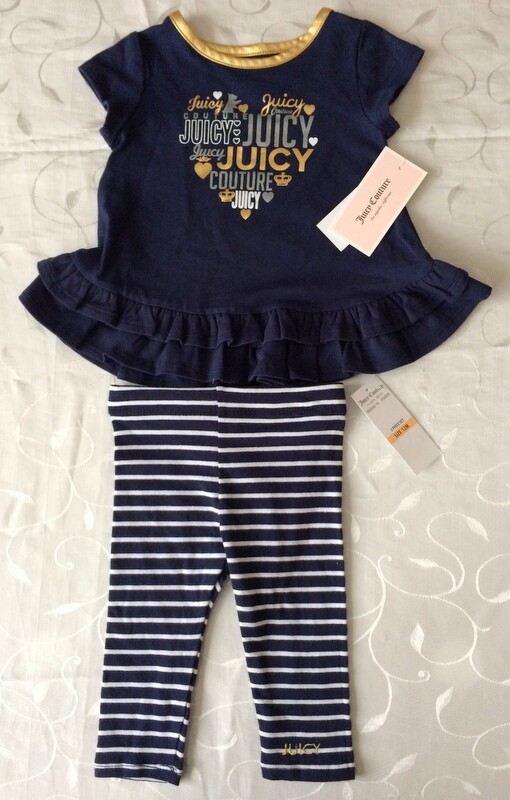 Juego de 2 piezas de top y leggings Juicy Couture para bebé niña (12 meses) precio de venta sugerido por el fabricante: $60,00