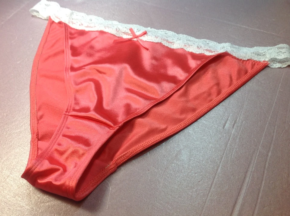 Bragas, bikinis de mujer ILUSION talla L. naranja satinado suave sedoso con cintura de red Foto 4 de 4