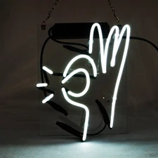 OK Gestures Neon Light Sign Handmade Real Glass Tube Home Room Wall Decor 20"