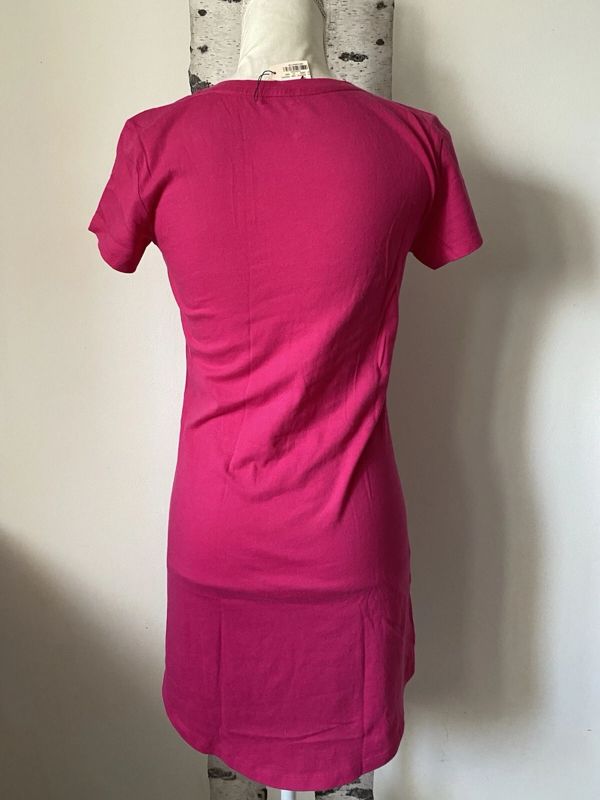 UNDERCOVER Victoria's Secret Camicia Abito Donna Piccolo Cotone Lingerie Rosa Manica Cappuccio