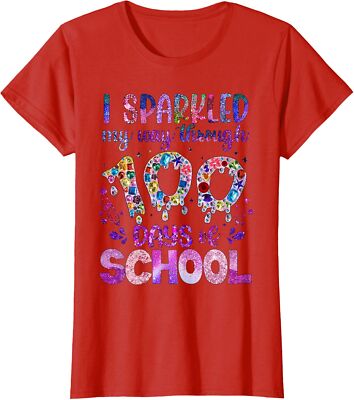 I Sparkled My Way Through 100 Days Of School Ladies' Crewneck T-Shirt