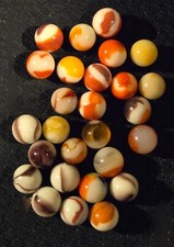 Lot Of 27 Estate Sale Marbles Orange, Brown, White Swirl Look close