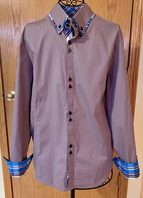 Tom's Ware button-down collared shirt, contrast trim - Gray - Large
