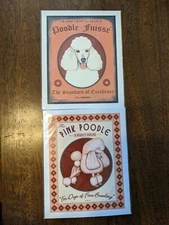 2 Retro Pets Whimsical Prints Pink Poodle And Standard Poodle About  8"x10" 
