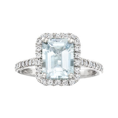 2.00 Carat Aquamarine and .40 ct. t.w. Diamond Ring in 14kt White Gold