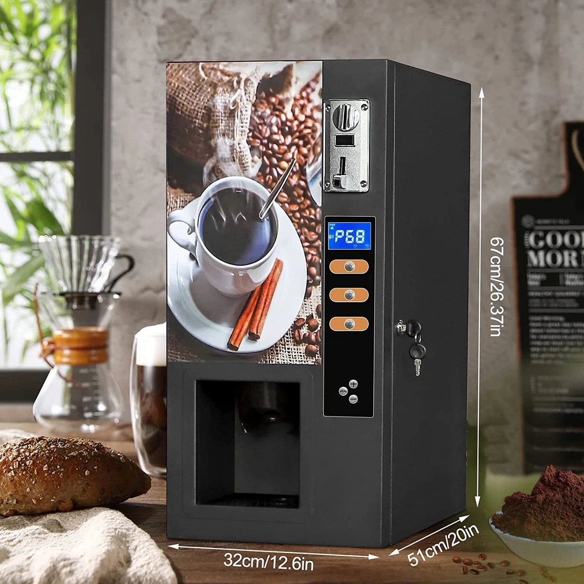 Commercial Fully automatic Coffee Machine Instant Coffee Vending Machine  Coins