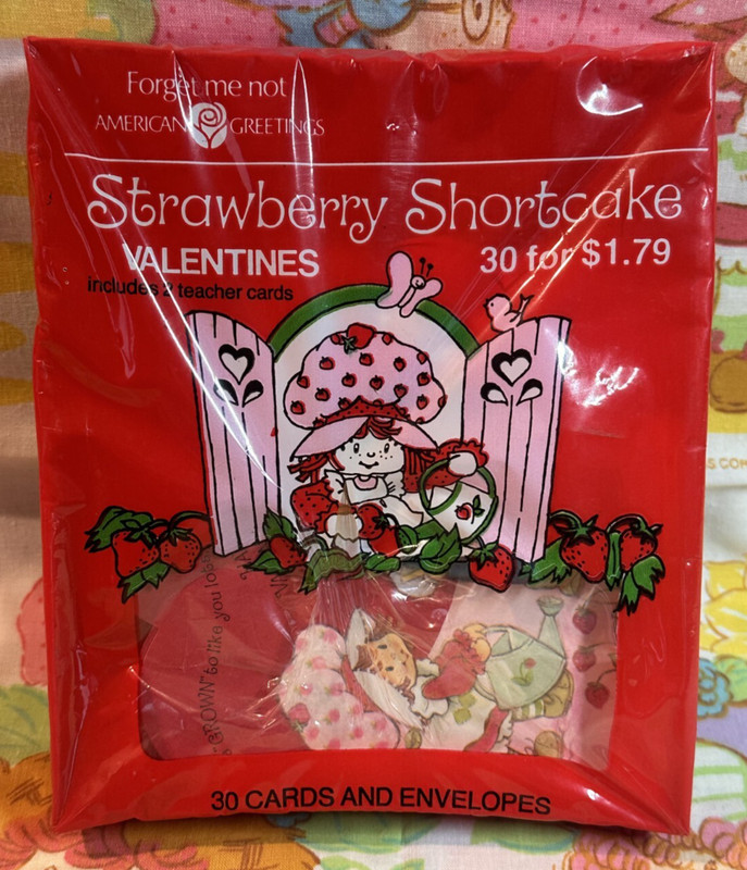 NEW VTG 1982 Strawberry Shortcake Valentines Cards Pack of 30 SEALED