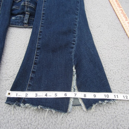 Jeans Paige donna 32 blu vita alta Lou Lou svasato cuciture intrecciate orlo grezzo Casabella - Foto 21 di 24