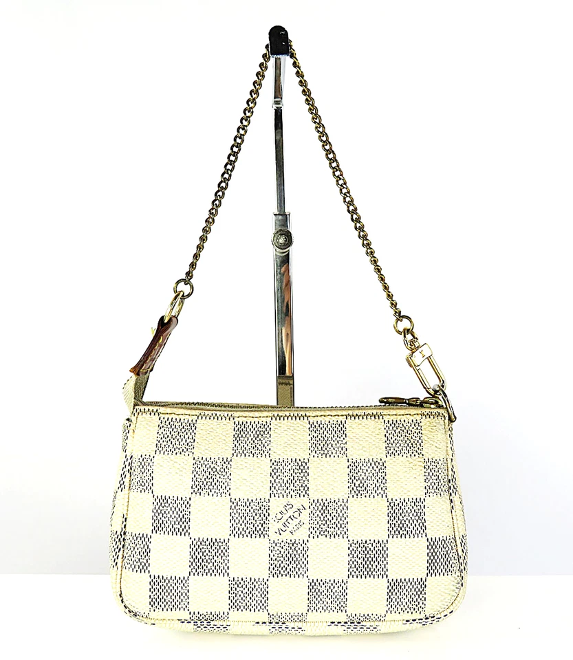 Auth LOUIS VUITTON Accessory Pochette MIni Damier Azur Hand Bag Purse #60785 - Image 3 of 4