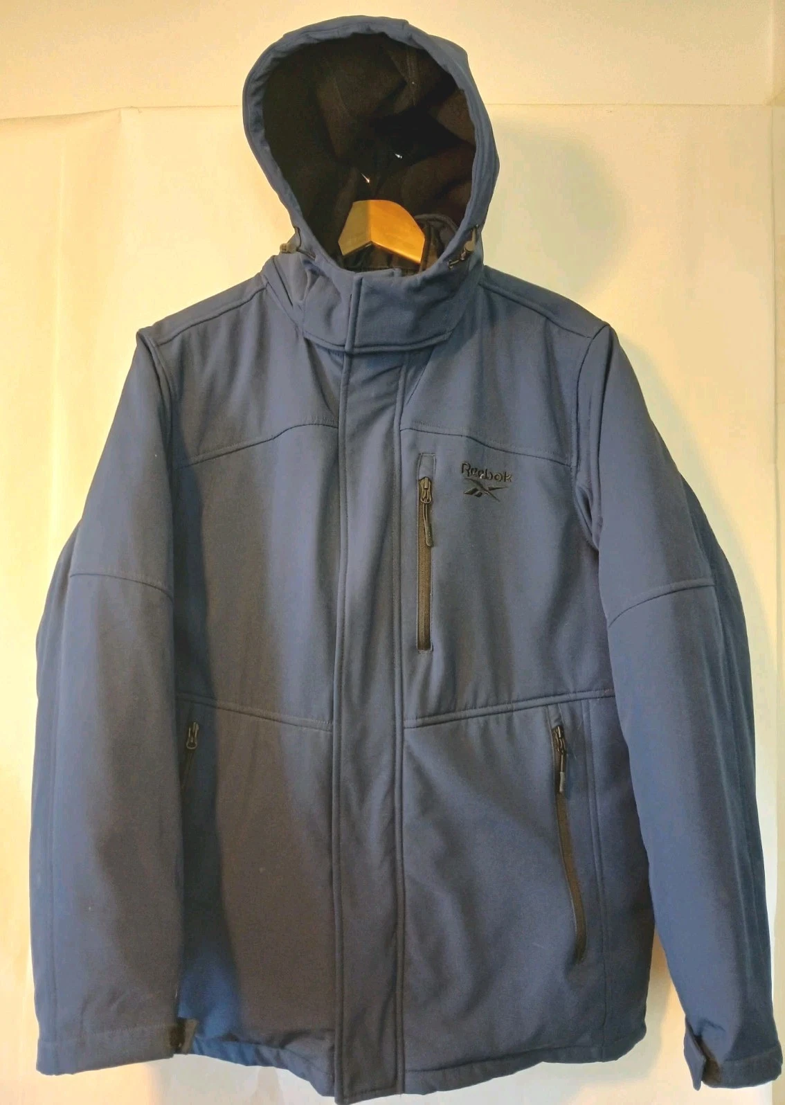 Reebok Mens Winter Coat - 3in1 Softshell Jacket Navy BLUE BLACK Puffer Large AC