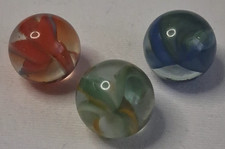 Vintage Vitro Agate Lot Of 3 Hybrid Cat  s Eye Marbles 5/8  All Mint 426052
