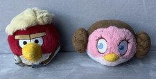 Lot Of 2 Angry Birds Star Wars Plush Luke Skywalker Red  Pink Leia Bird Toy 5"