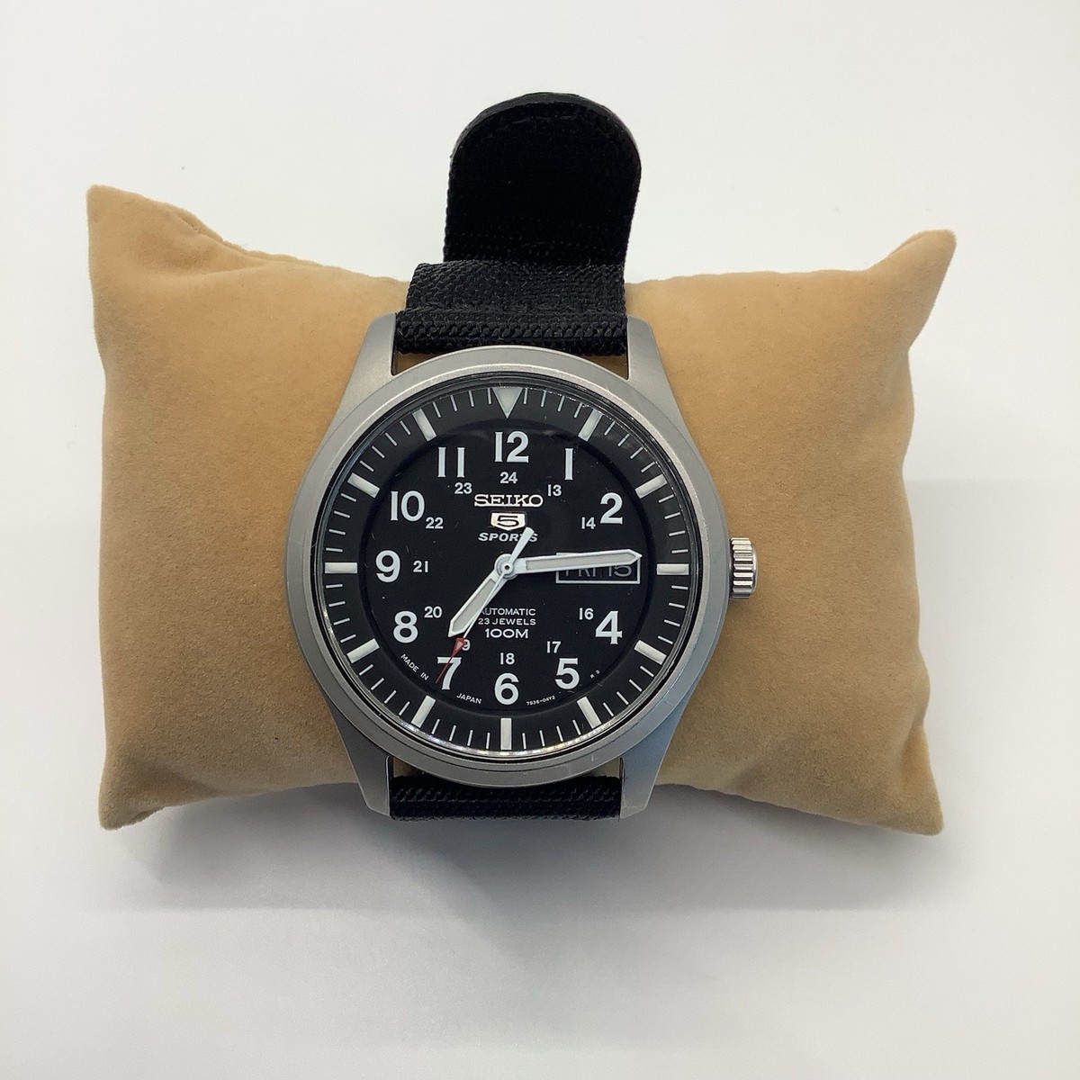 SEIKO 5 SPORTS Automatic Japan Black Nylon Strap Watch with Box