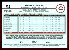2024 Topps #214 Andrew Abbott RC Rookie Card. rookie card picture