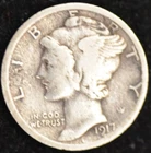 1917-S VERY GOOD-FINE Mercury Dime, 90% Silver