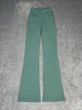 Lululemon Groove Super High Rise Flared Pants Womens 2 Green Logo Workout Yoga