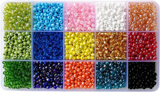 6/0 Glass Seed Beads about 3500 Pcs in Box 15 Colors Size 4Mm Craft Seed Beads f