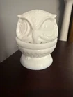 Vintage Fenton White Owl Decision Maker Glass Figurine