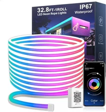32.8FT Neon LED Rope Lights IP67 Waterproof LED Lights for Bedroom Flexible LED