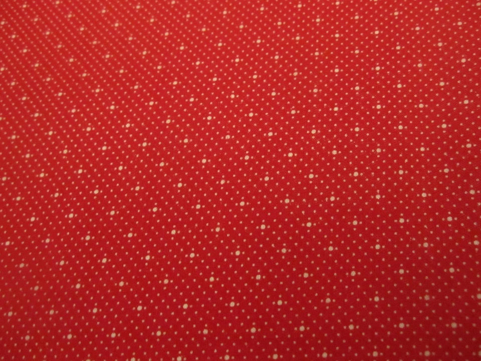 Cotton Fabric White Pin dots on Red Joan Kessler for Concord 30" x 44 - Image 3 of 4