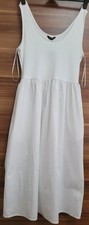 Ladies white summer Tank t/shirt skirt midi dress size 18 new