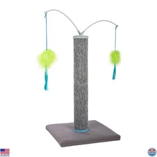 SmartyKat Scratch 'N Spin Cat Scratching Post - Gray & Blue with 2 Wand Toys