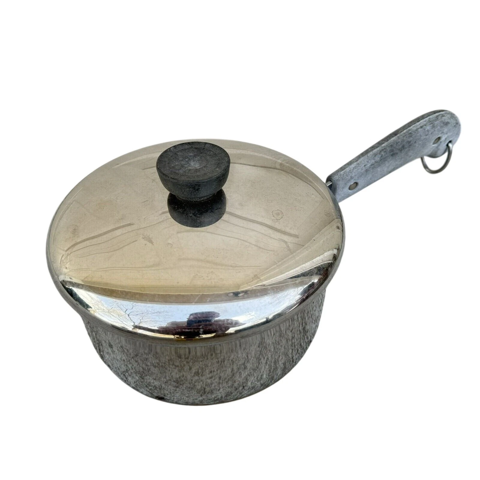 VTG 1801 Revere Ware Pre-1968 Sauce Pan Pot 1.5 Qt Copper Clad Bottom Lid USA