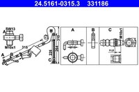 Bremsschlauch ATE 24.5161-0315.3 FüR Peugeot SW 407 C6 CitroËN M10X1 Hdi 110 16V