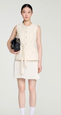 SANDRO BLOOM TWO TONE MATERIAL MINI DRESS 