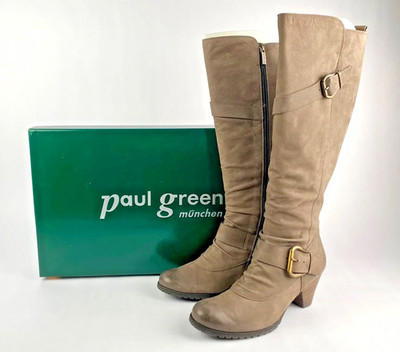 Paul Green Kimberly Graphite Leather Knee High Boots 9.5 EU40