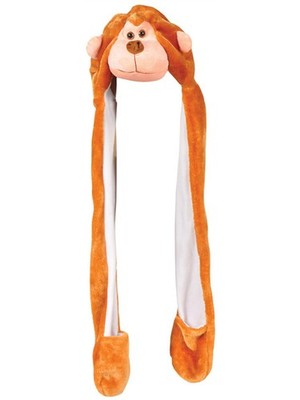 Plush Monkey Hat Novelty Cap Animal Costume Beanie With Long Paws