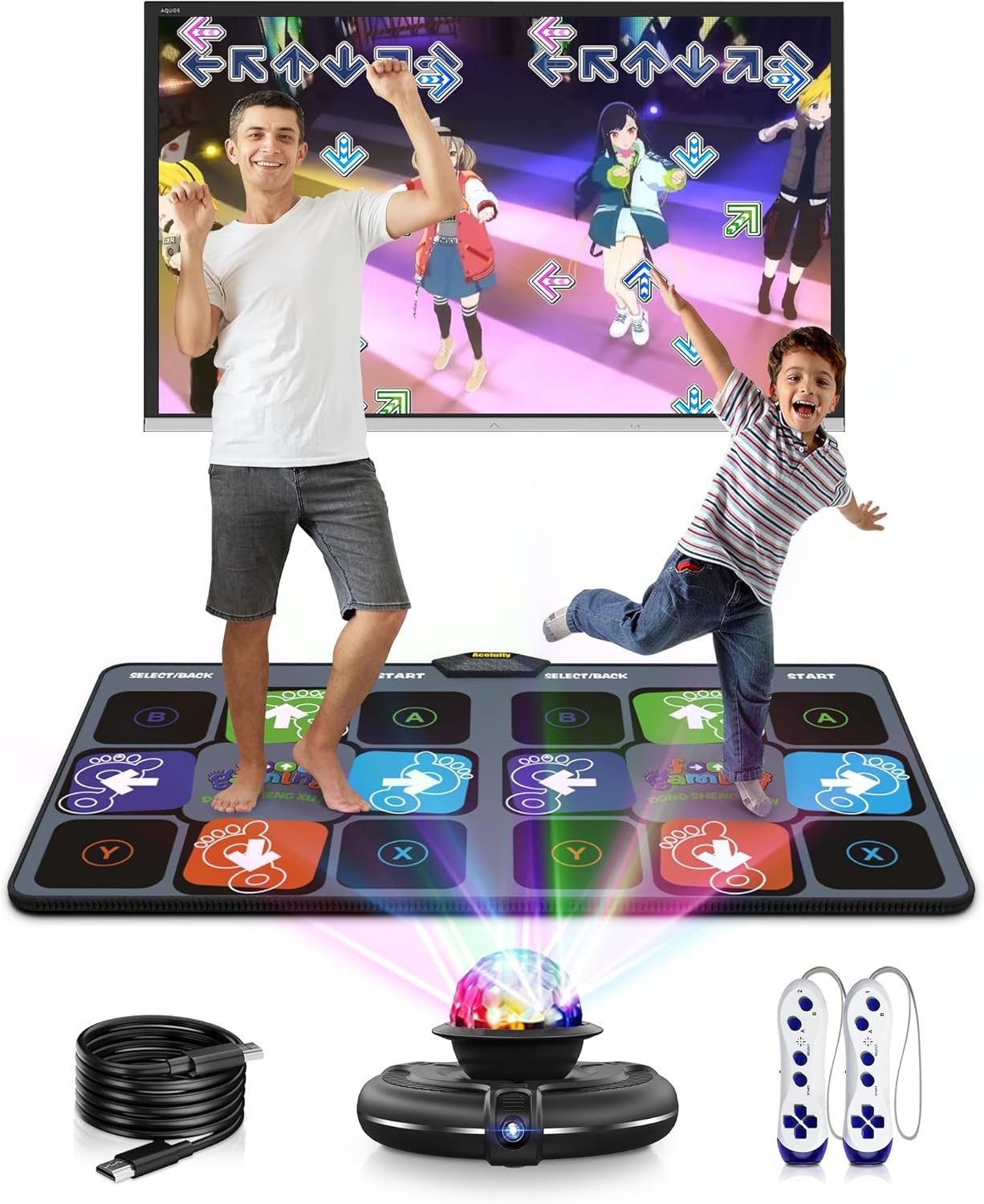 Acelufly Flannel Dance Mat, Wireless Dance Mats for TV with Camera, Double Dance