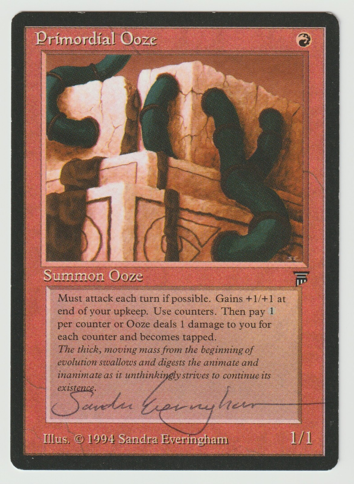 Signed Primordial Ooze MP Legends Artist Sandra Everingham 1994 WOTC MTG Magic!
